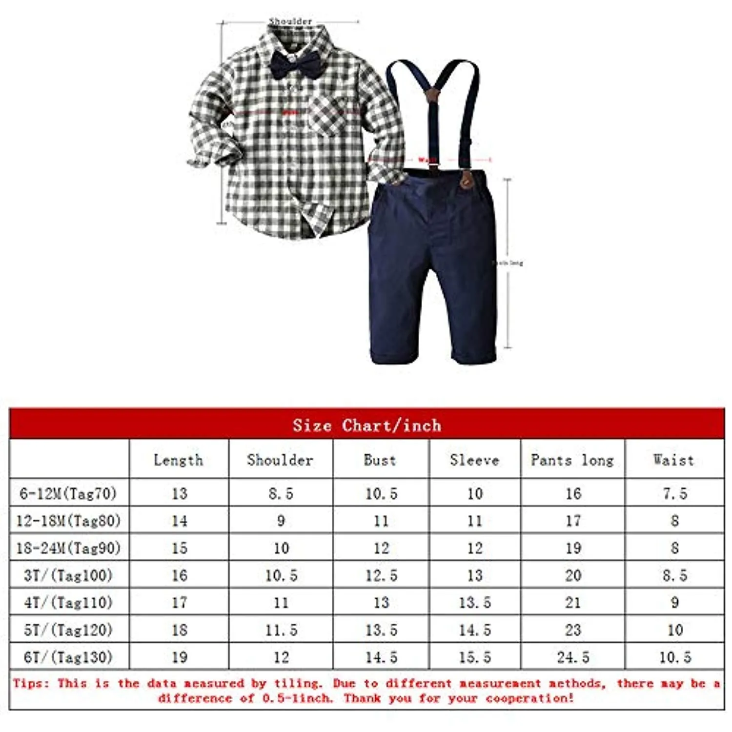 Plaid Suspender Set