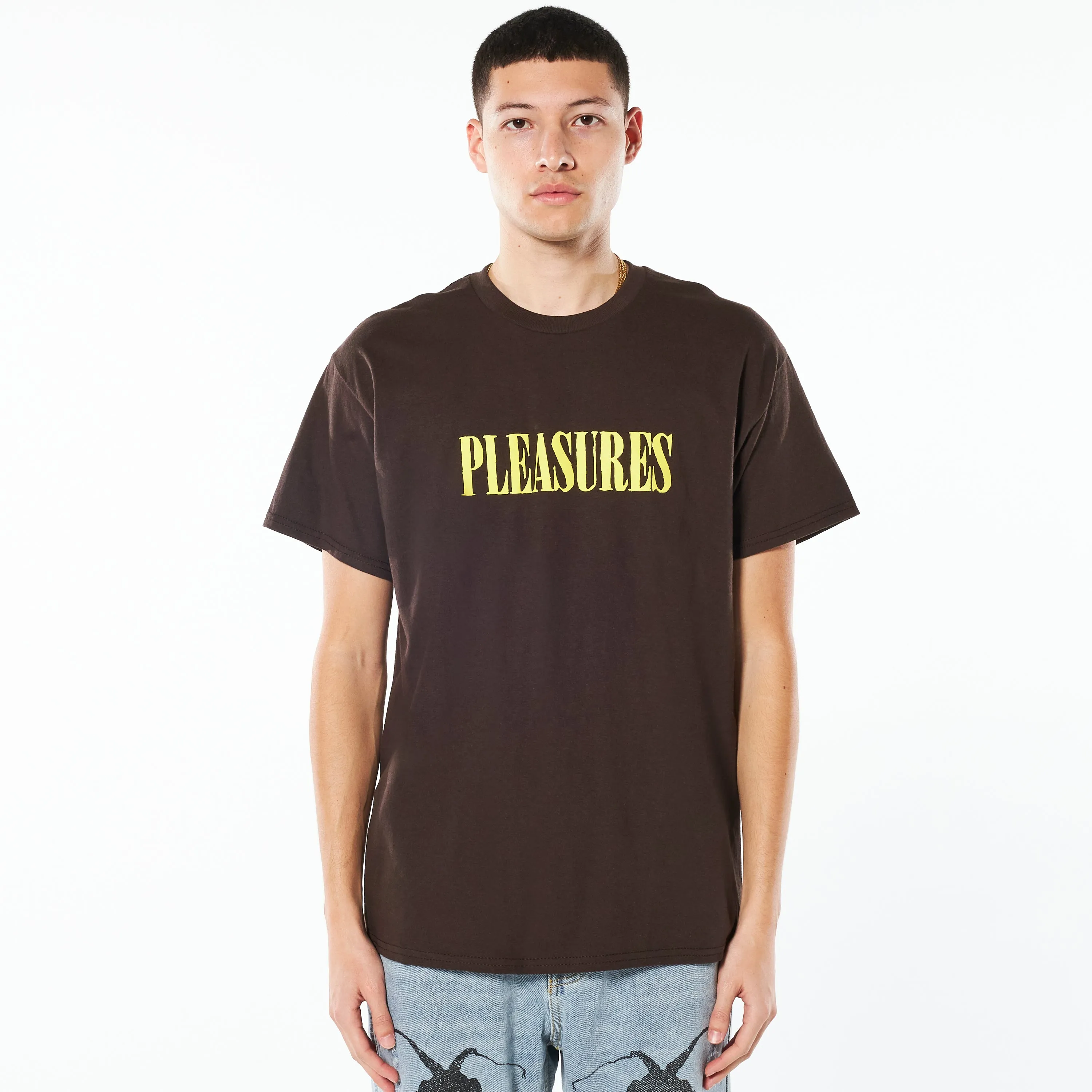 Pleasures Tickle Logo T-Shirt 'Brown'