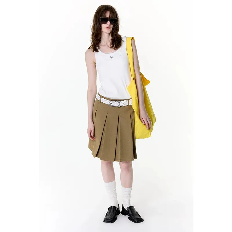 Pleated A-Line Skirt
