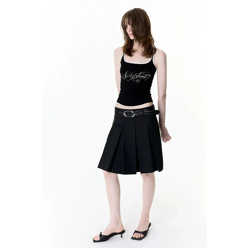 Pleated A-Line Skirt