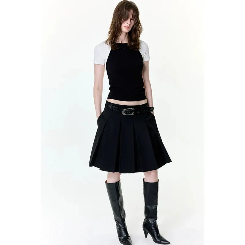 Pleated A-Line Skirt