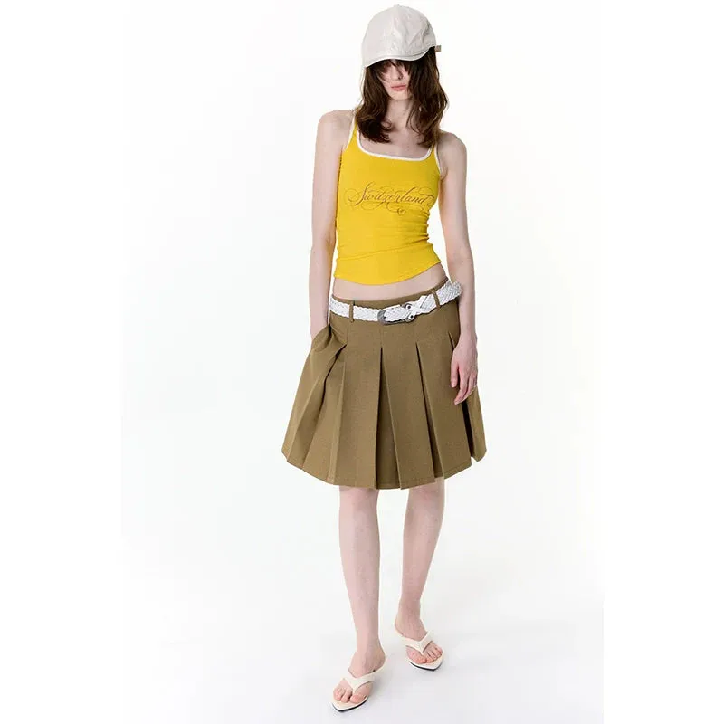 Pleated A-Line Skirt