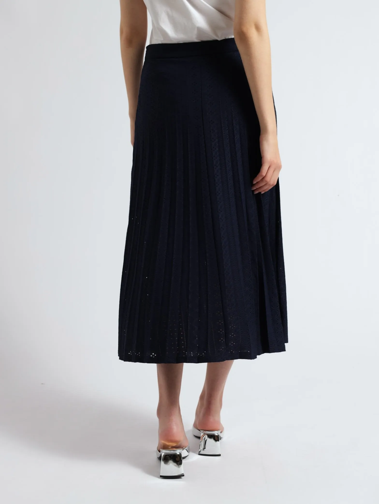 Pleated Cut Out Detail Skirt - Navy