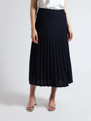 Pleated Cut Out Detail Skirt - Navy