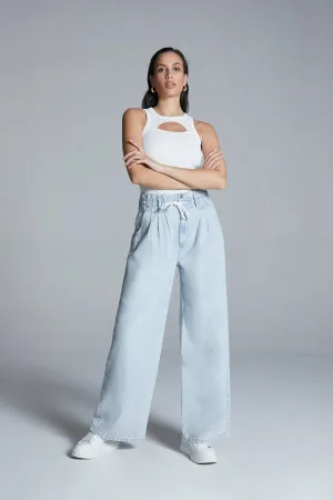 Pleated Jeans With Cord