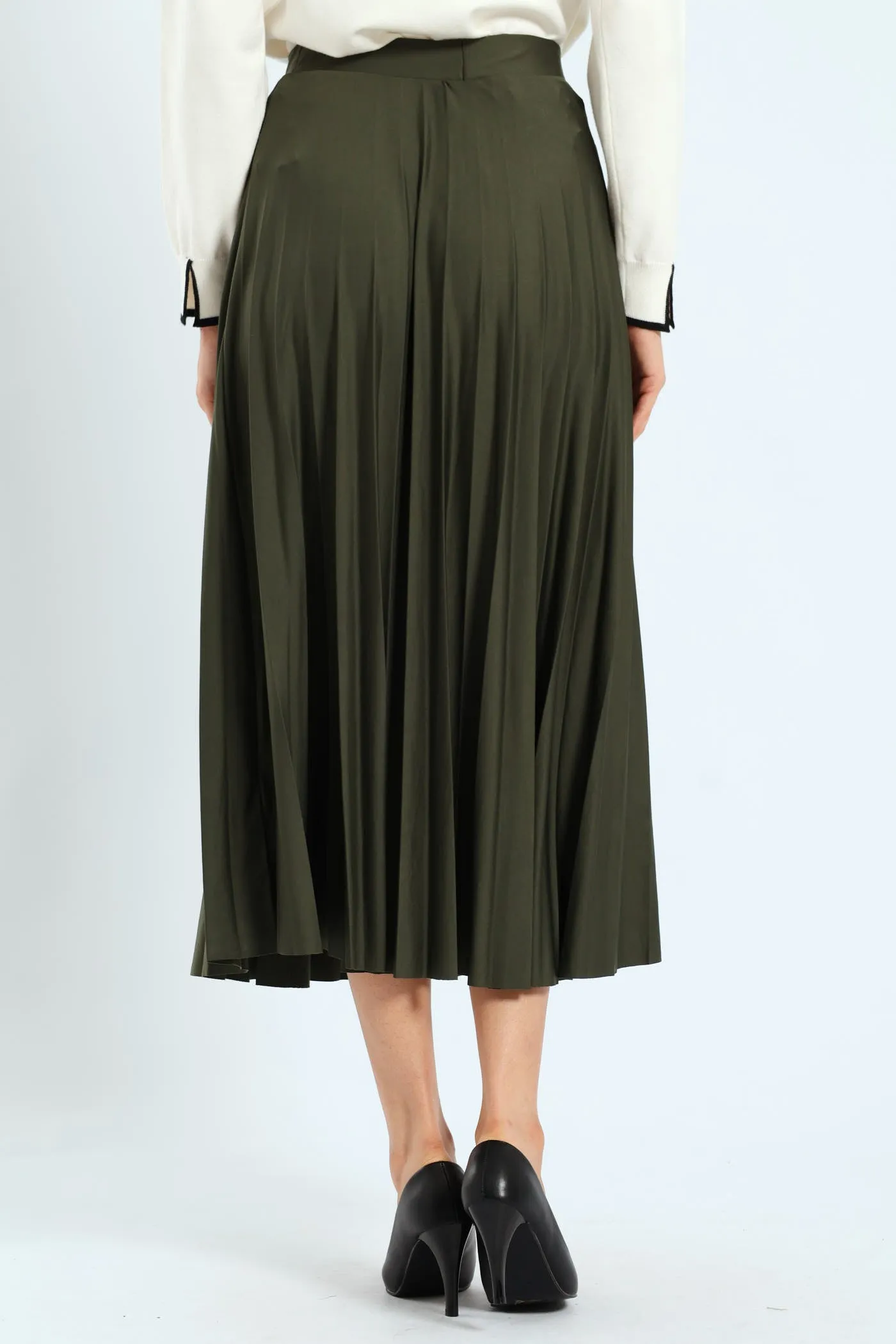 Pleated Midi Skirt - Dark Fatigue