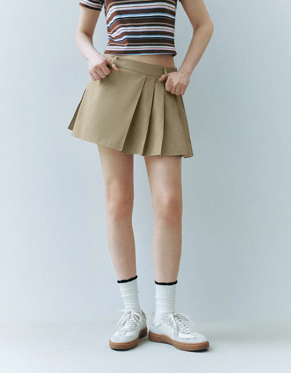 Pleated Mini A-Line Skirt