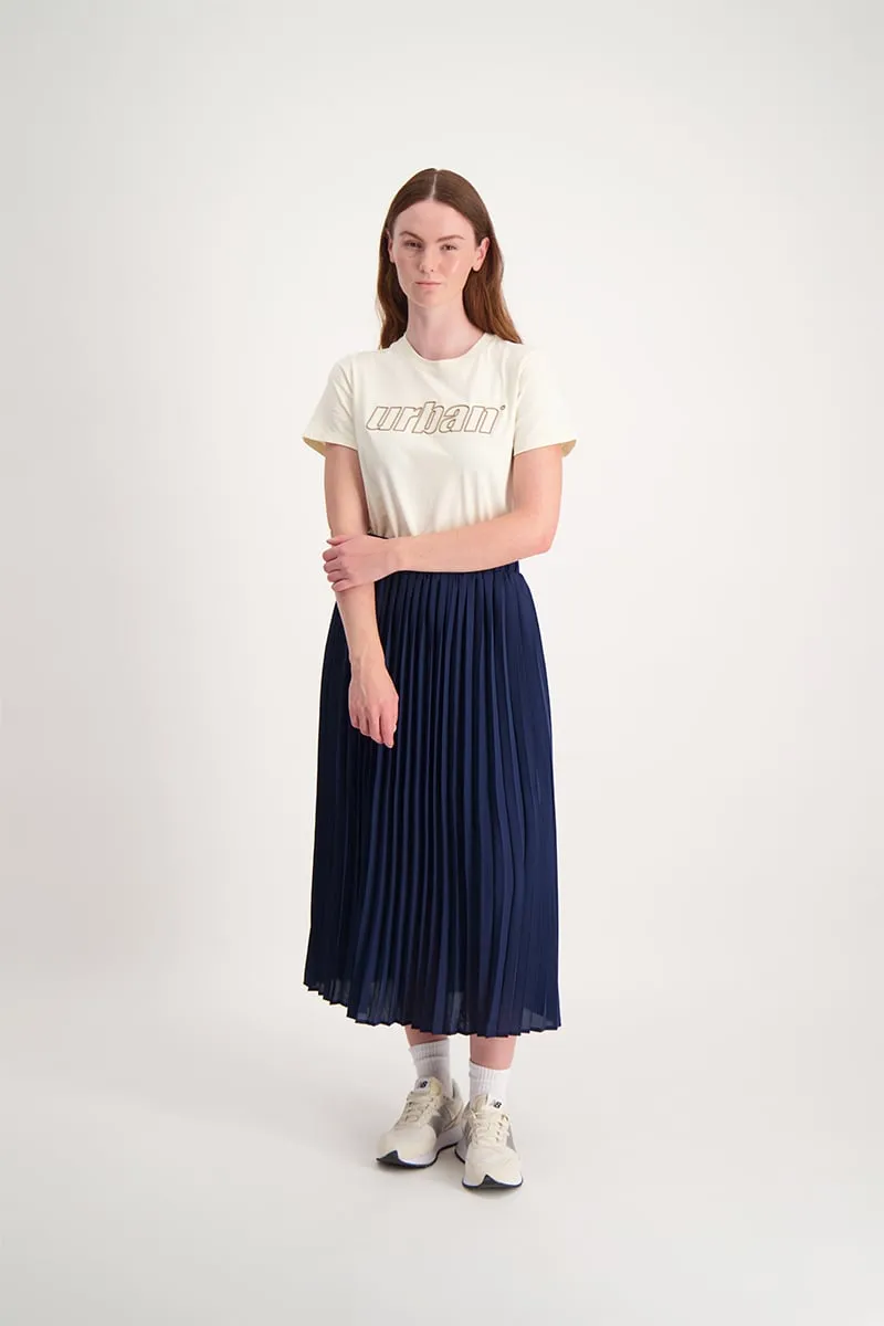 Pleated Skirt With Clip Label - Navy
