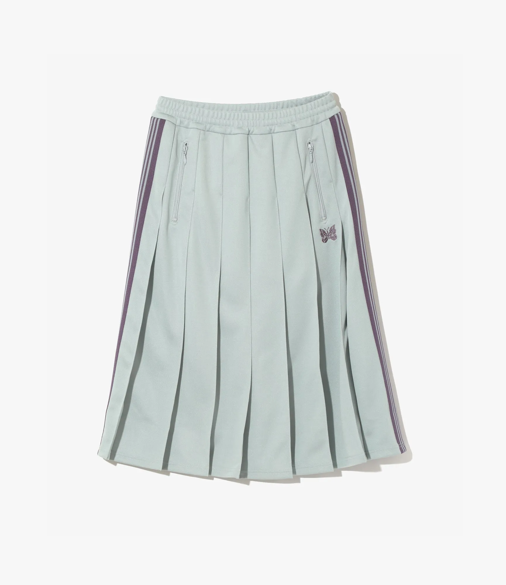 Pleated Track Skirt – Sax Blue Smooth Polyester