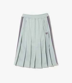 Pleated Track Skirt – Sax Blue Smooth Polyester