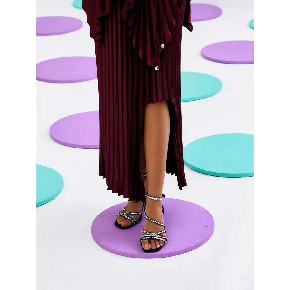 Pleats by Aruni Maroon Pleated Mermaid Skirt