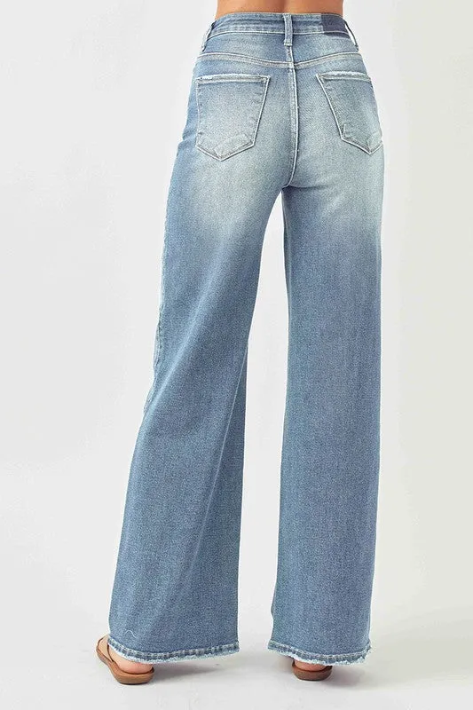 PLUS HIGH-RISE WIDE LEG JEANS