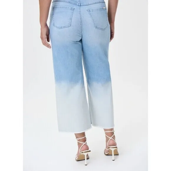 Plus Size 24 High Rise Wide Leg‎ Cropped Jeans Denim Ombré