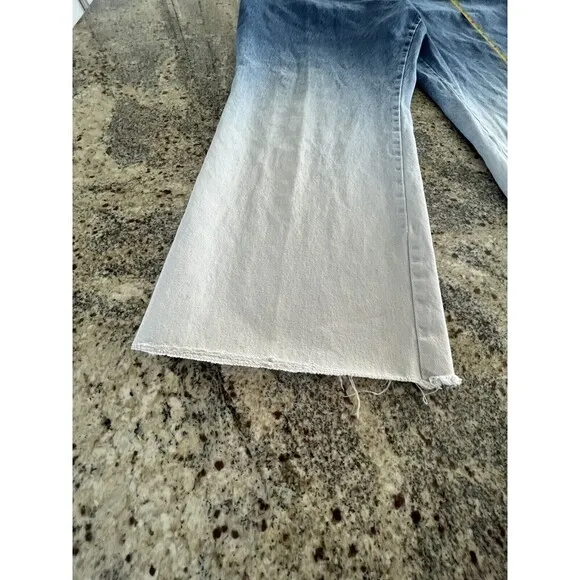 Plus Size 24 High Rise Wide Leg‎ Cropped Jeans Denim Ombré