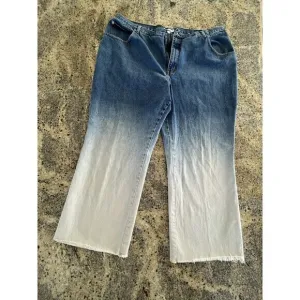 Plus Size 24 High Rise Wide Leg‎ Cropped Jeans Denim Ombré