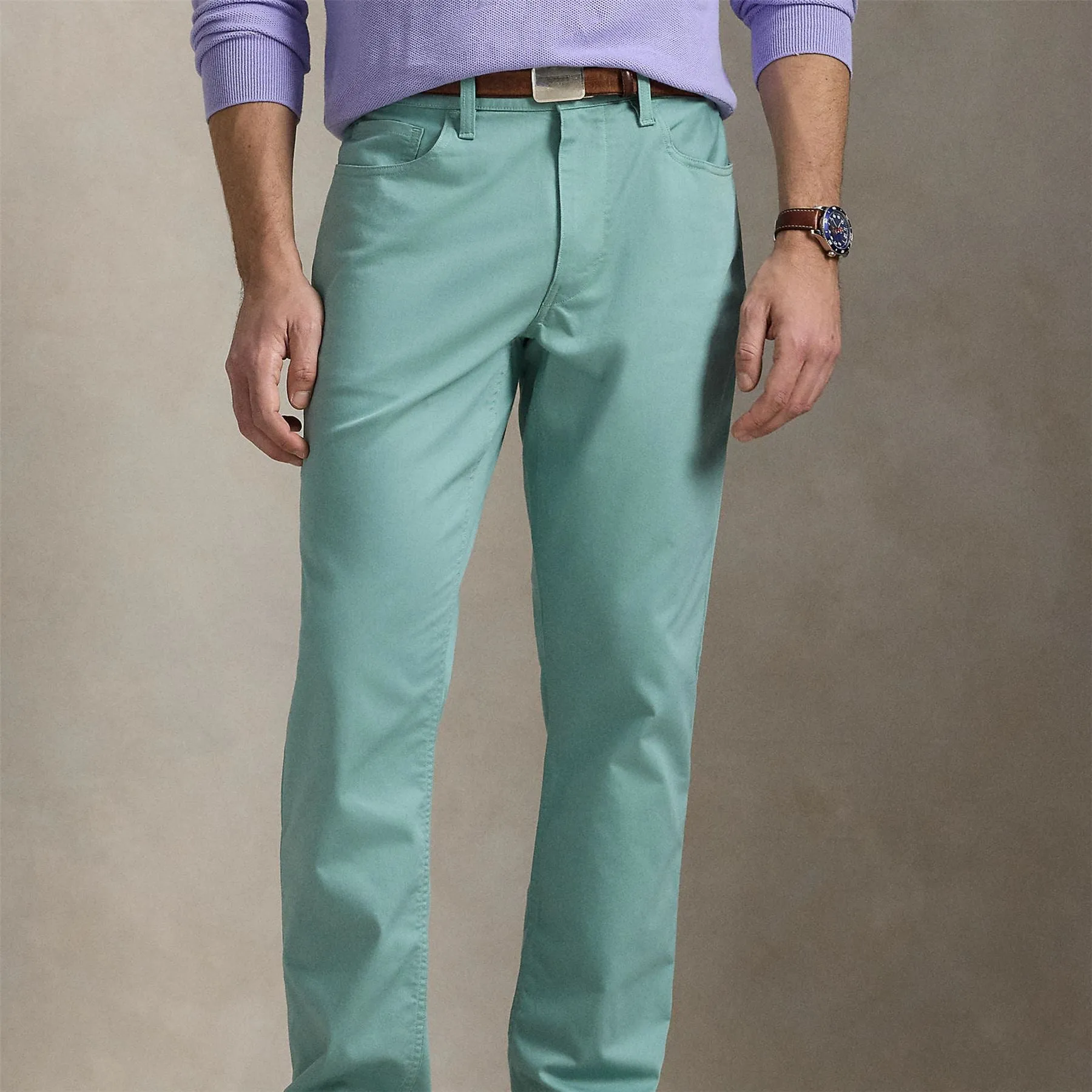 Polo Golf Tailored Fit Plaid Cotton 5 Pocket Pants Faded Mint