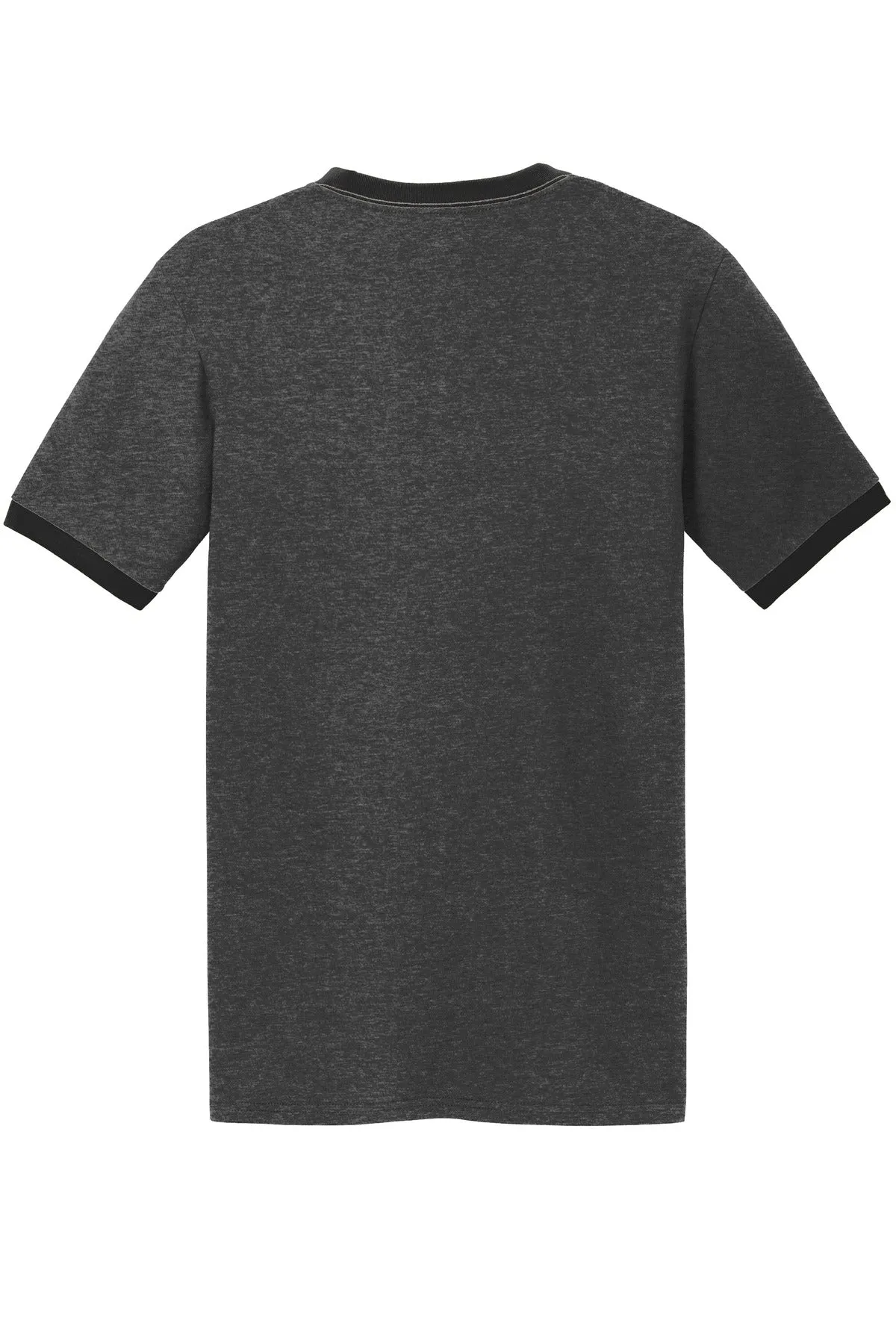 Port & Company Core Cotton Ringer Tee.  PC54R Dark Heather Grey/ Jet Black
