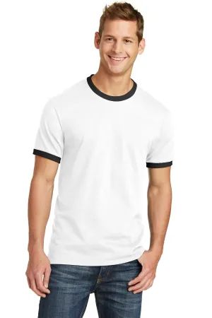 Port & Company Core Cotton Ringer Tee.  PC54R White/ Jet Black