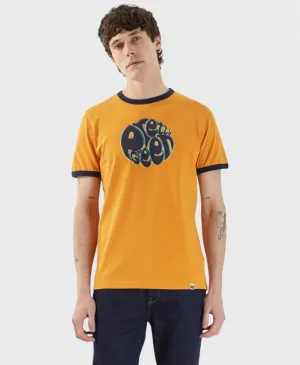 Pretty Green Trippy Logo Ringer T-Shirt Orange