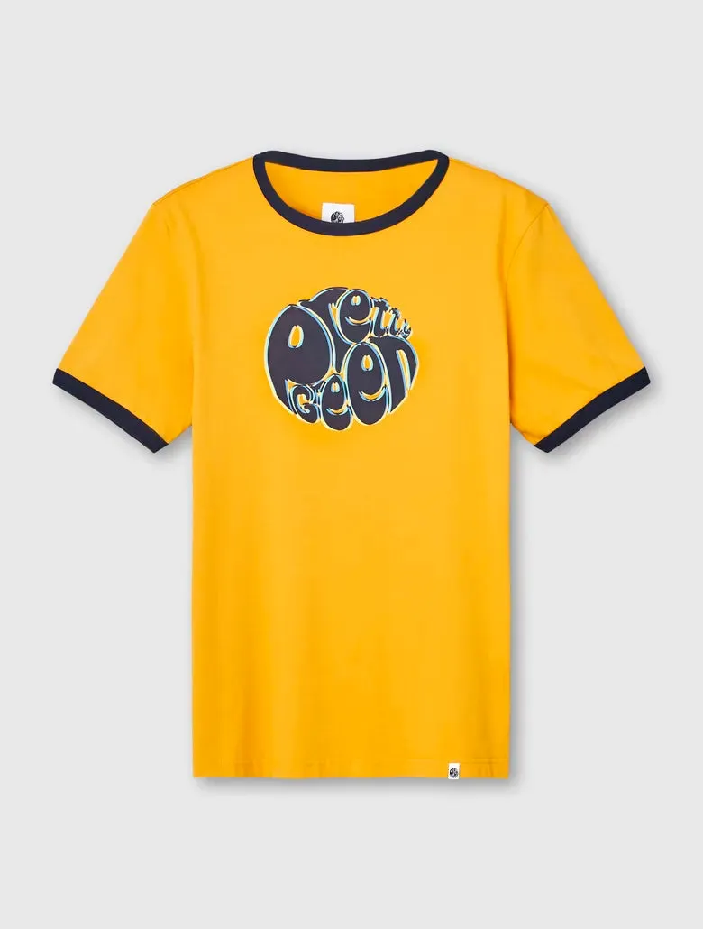 Pretty Green Trippy Logo Ringer T-Shirt Orange