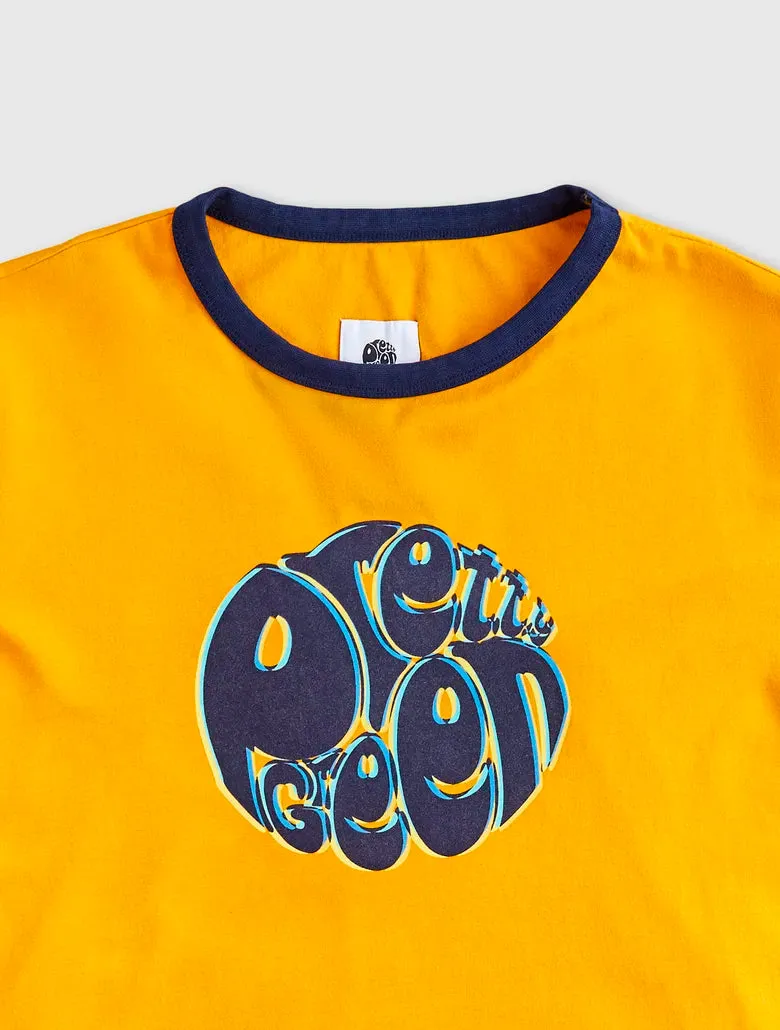 Pretty Green Trippy Logo Ringer T-Shirt Orange
