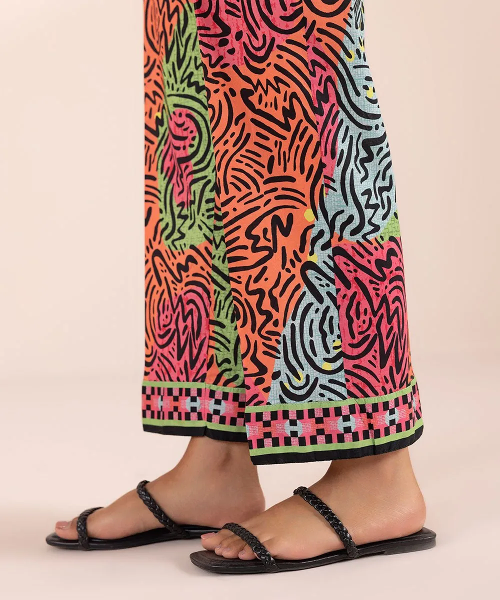 Printed Lawn Straight Pants