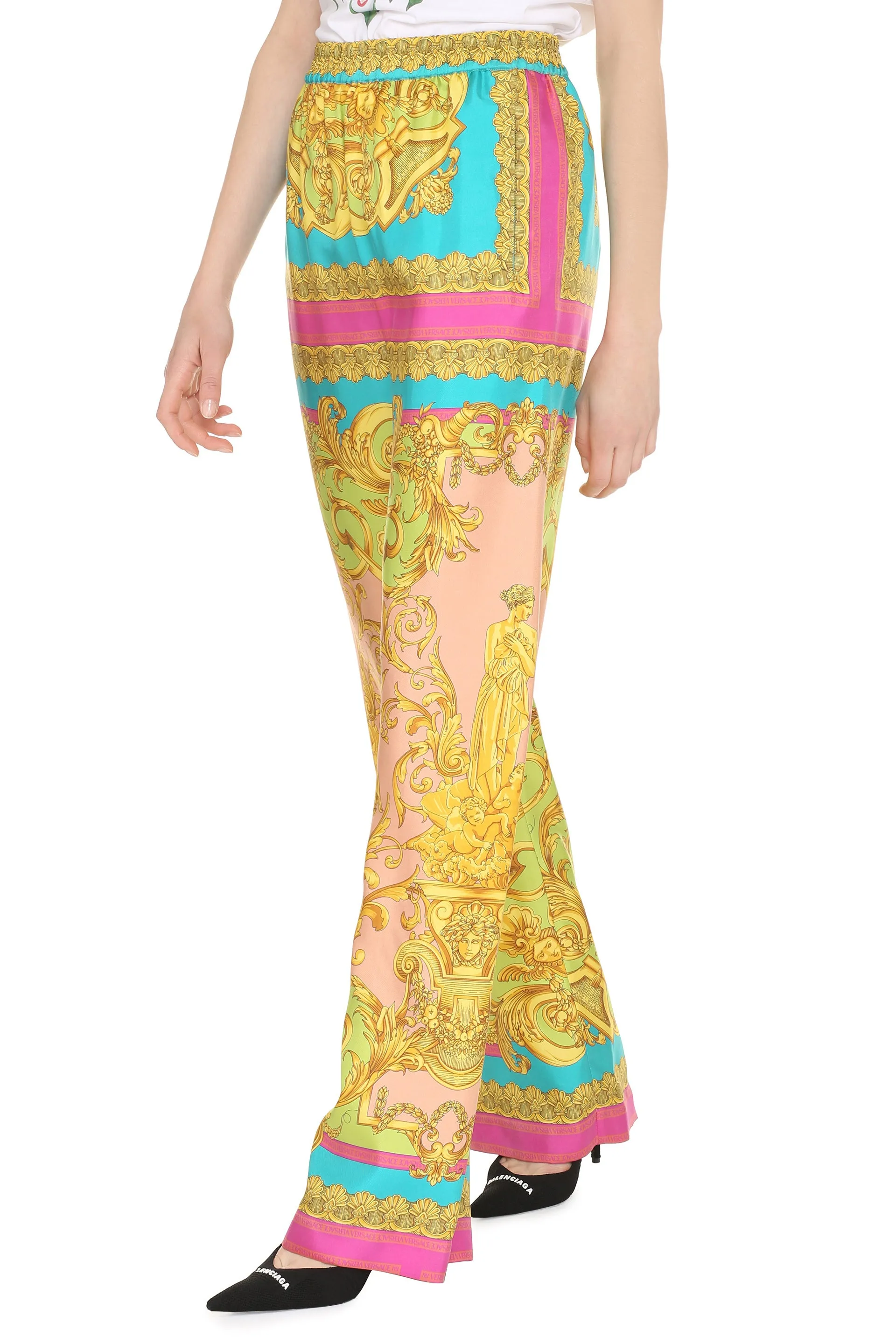 Printed silk pants