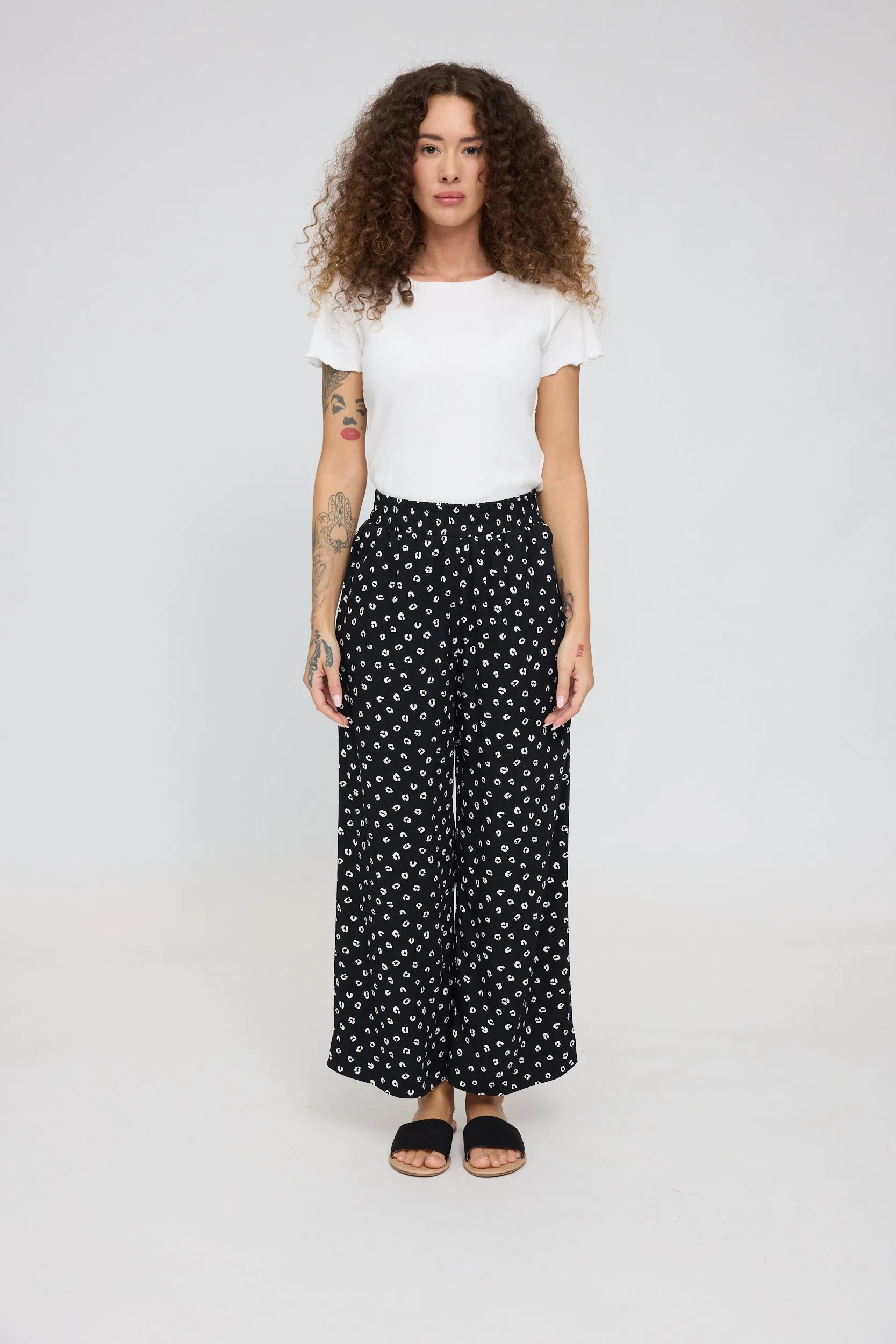 Printed Wide Leg Pants