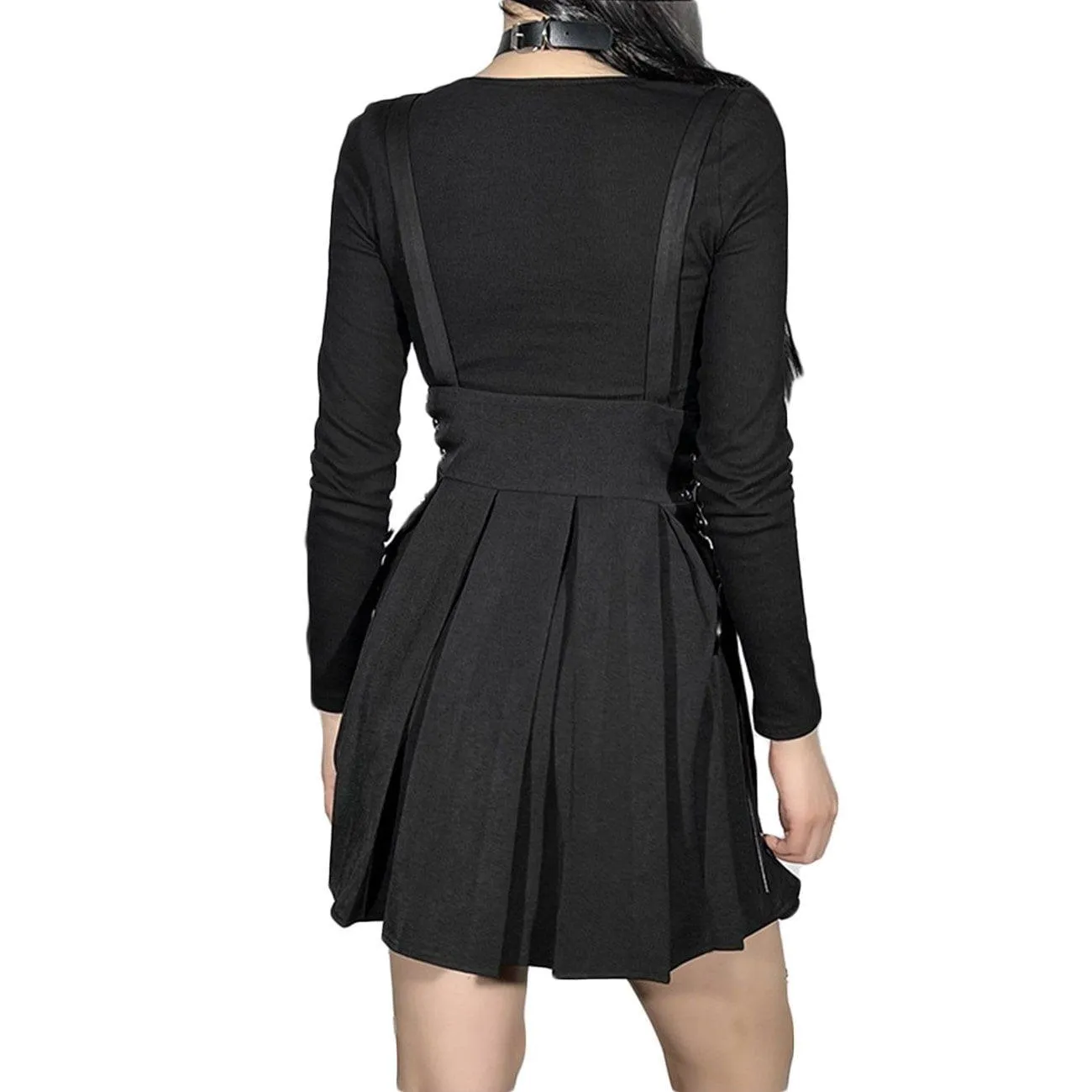 Punk Strap Pleated Skirt