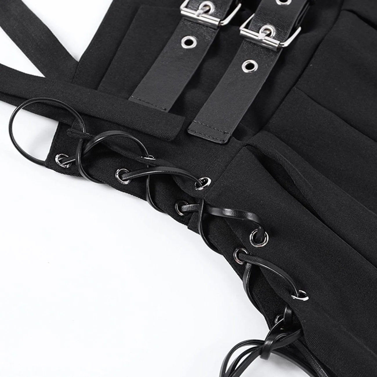 Punk Strap Pleated Skirt