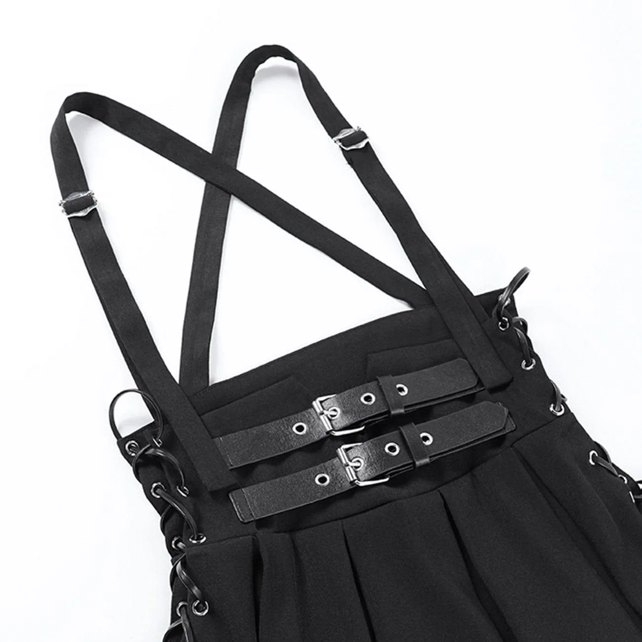 Punk Strap Pleated Skirt