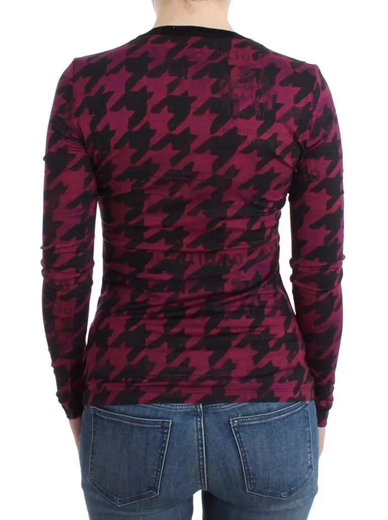 Purple houndstooth longsleeved top