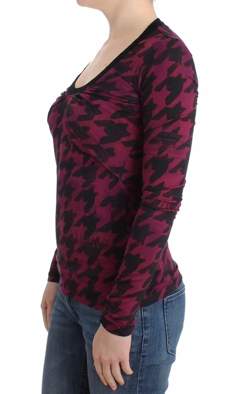Purple houndstooth longsleeved top