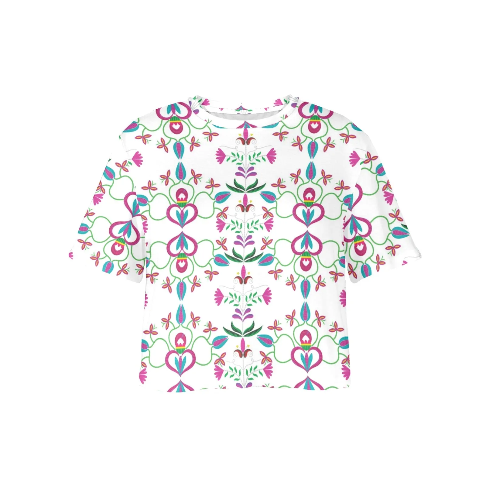 Quilled Divine White Women's Cropped T-shirt