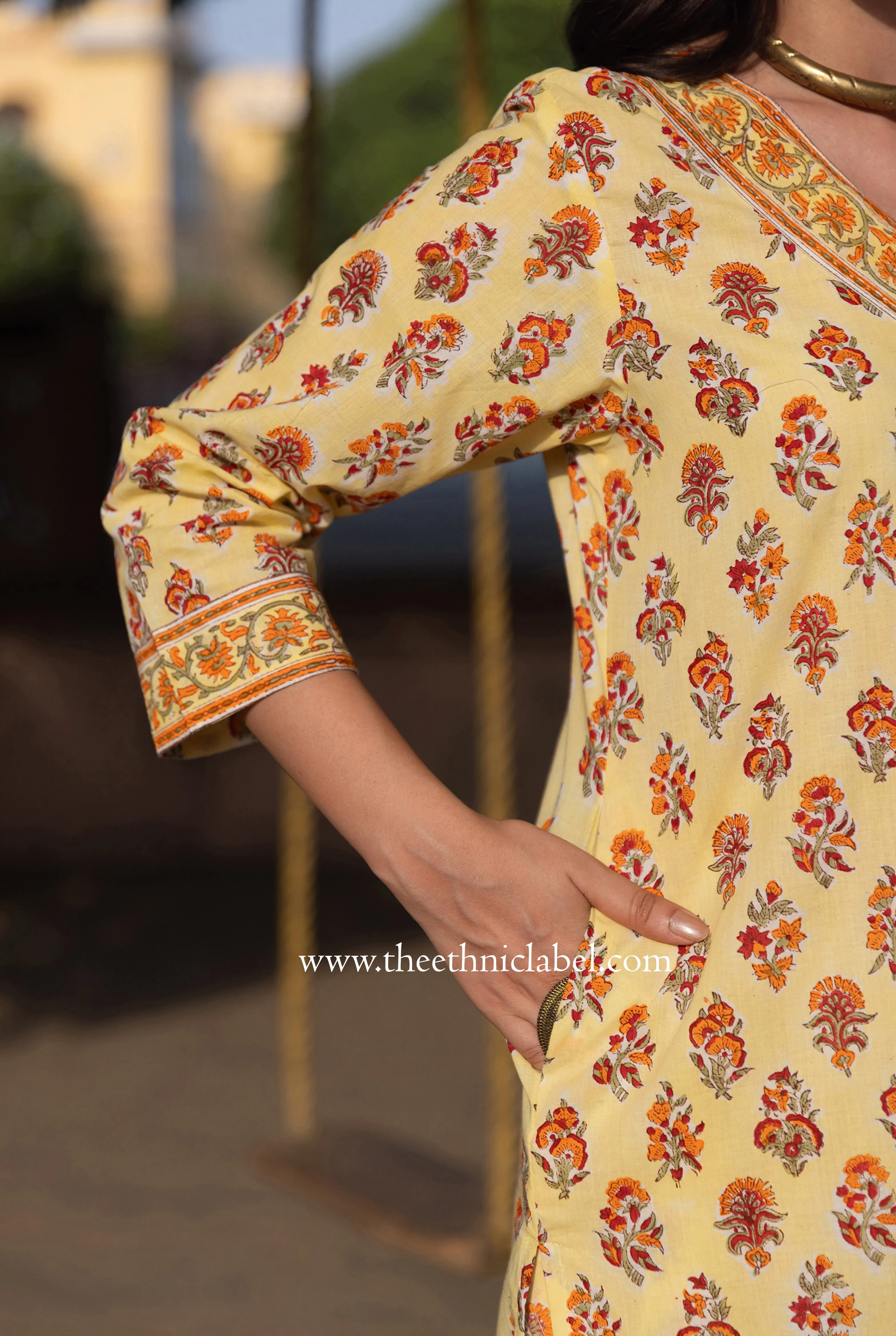 "Amaira" Cotton Kurta Set with Kota Doria Dupatta(3pc)