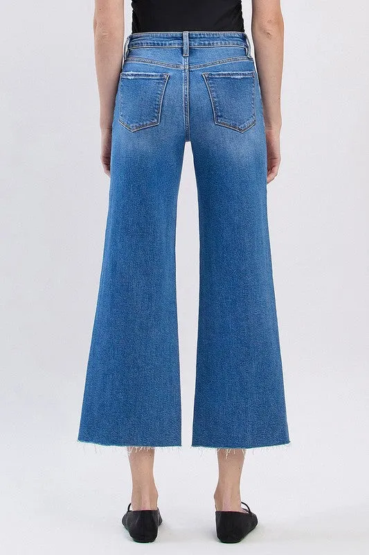 "Charlotte" High Rise Hem Twist Wide Leg Jean