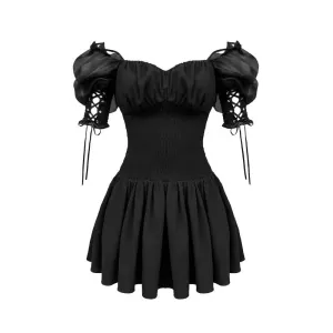 "DARK GOTHIC MESH PUFF SLEEVE" DRESS N042406