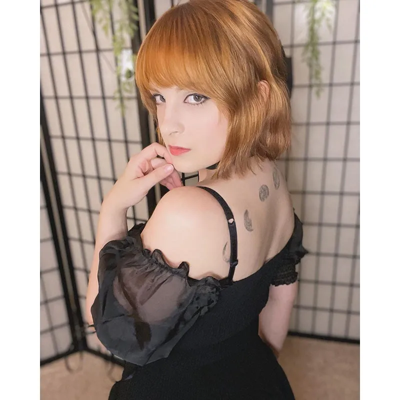 "DARK GOTHIC MESH PUFF SLEEVE" DRESS N042406