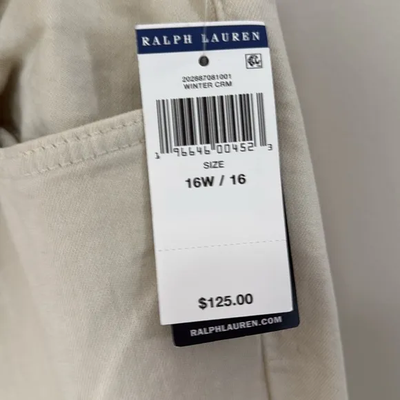 Ralph  Lauren NWT Curvy Mid-Rise Skinny leg Jean in si3 16W in Winter Cream