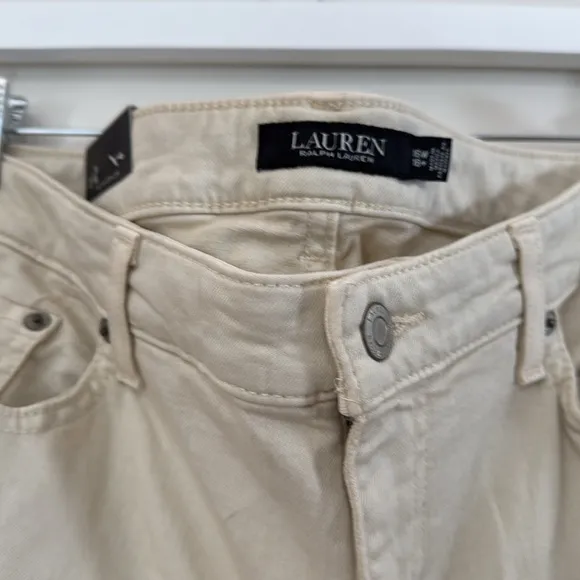 Ralph  Lauren NWT Curvy Mid-Rise Skinny leg Jean in si3 16W in Winter Cream