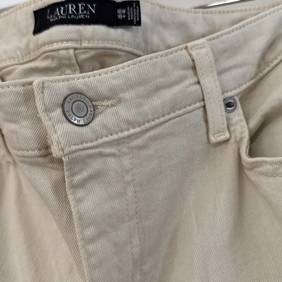 Ralph  Lauren NWT Curvy Mid-Rise Skinny leg Jean in si3 16W in Winter Cream