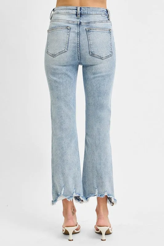 Risen Light Wash Cropped Flare Jeans