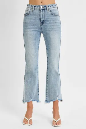 Risen Light Wash Cropped Flare Jeans