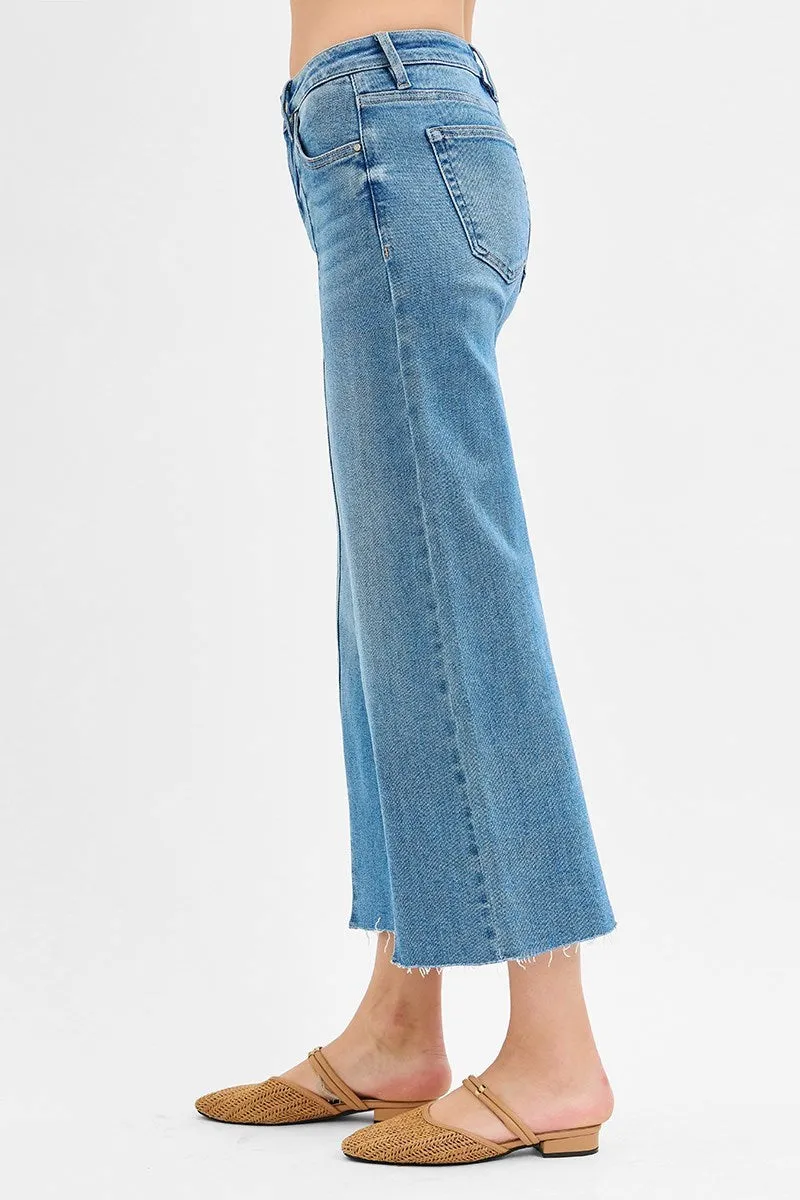 Risen Wide Leg Crop Front Seam Denim