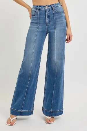 Risen Wide Leg Pintuck Jeans - Curvy