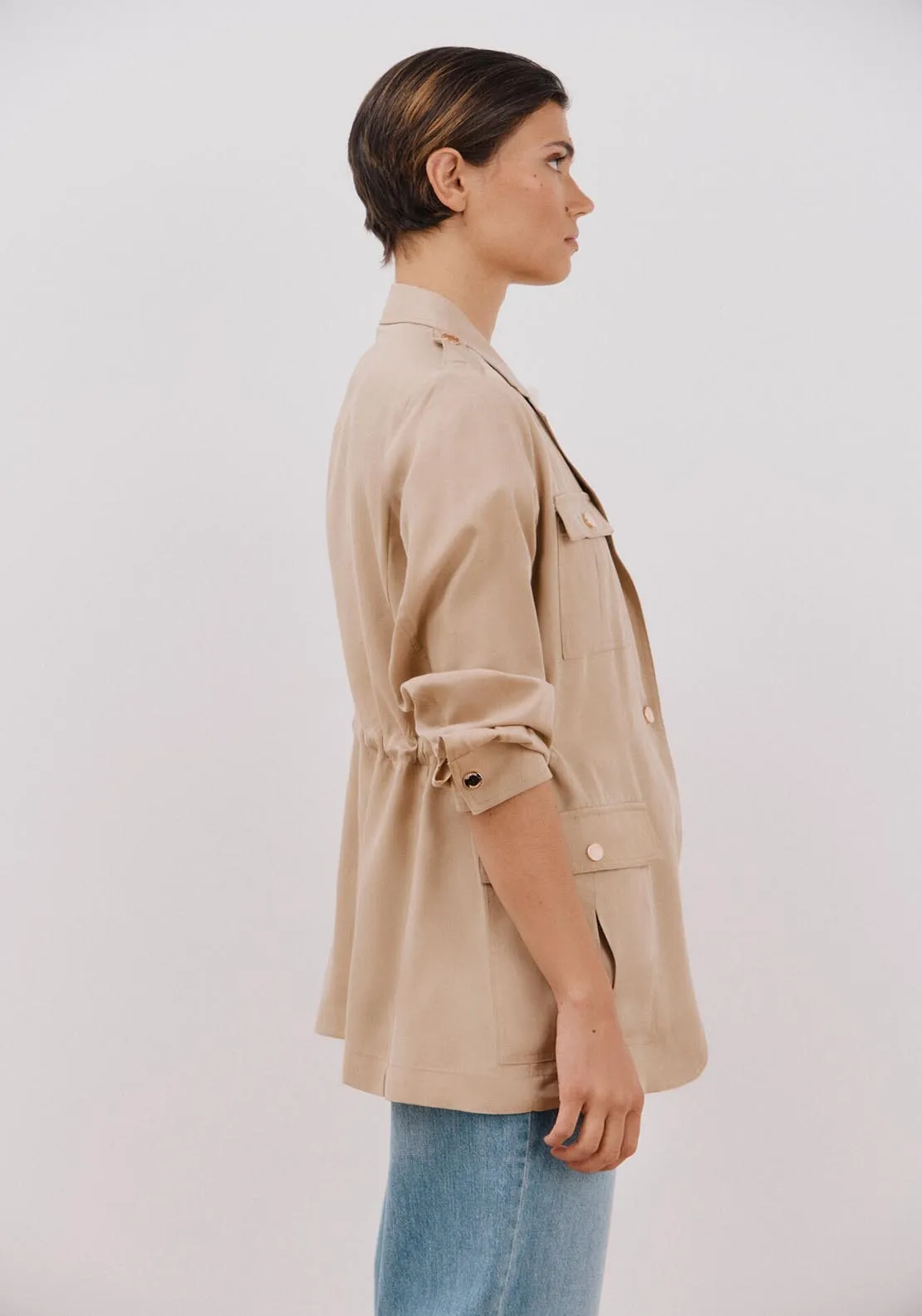 Safari Style Jacket - Beige/camel