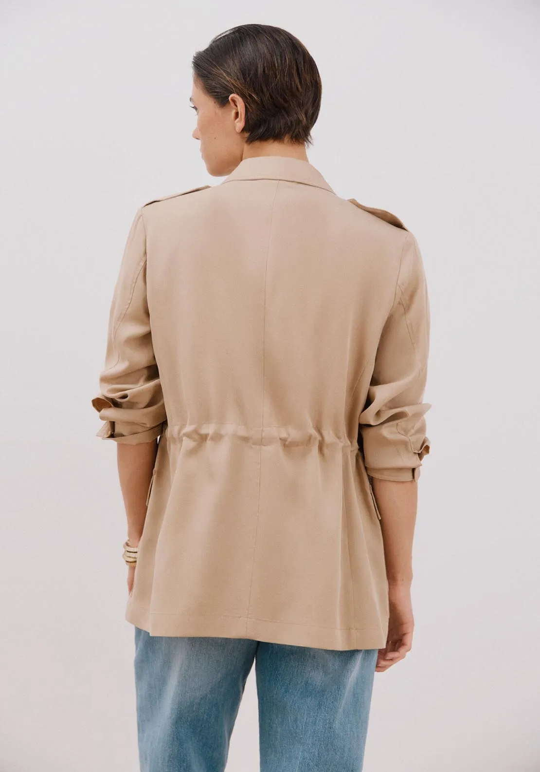 Safari Style Jacket - Beige/camel