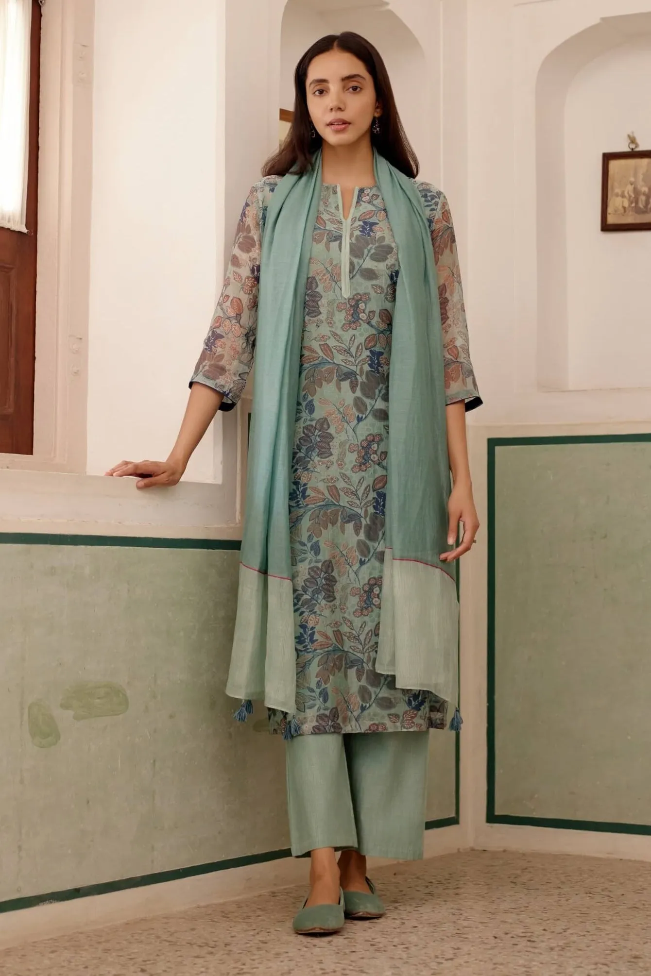 Sage printed kurta set