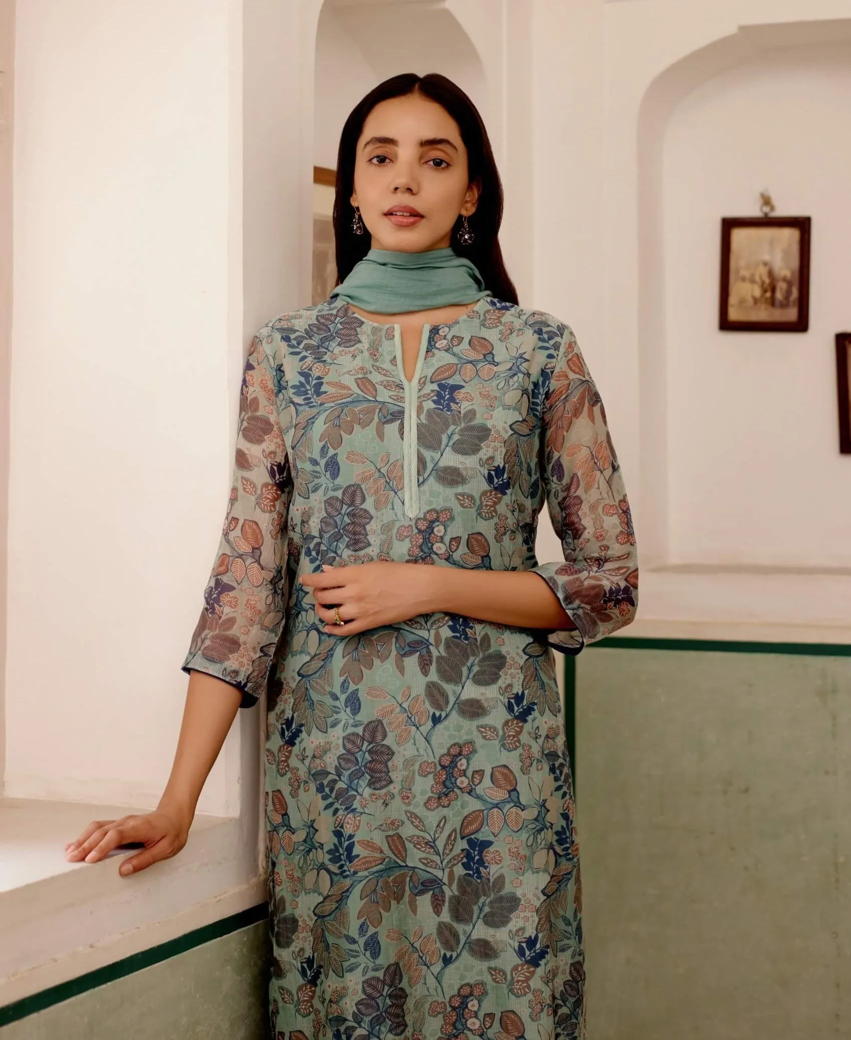 Sage printed kurta set