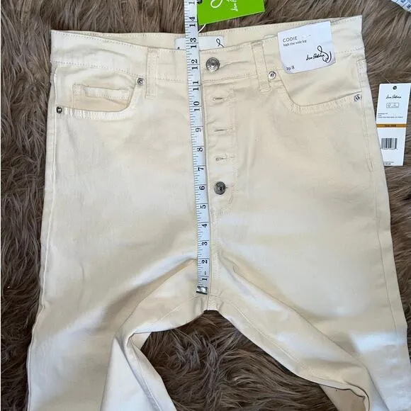 Sam Edelman Codie High Rise Wide Leg Ankle Jeans Cream size 29/8